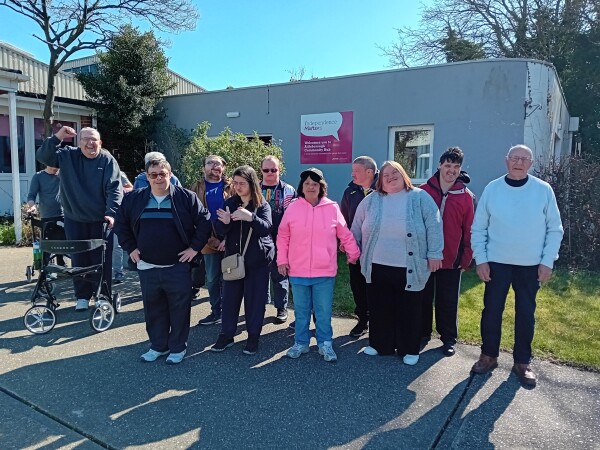 Customers prepare to leave the Hub ahead of their sponsored walk challenge